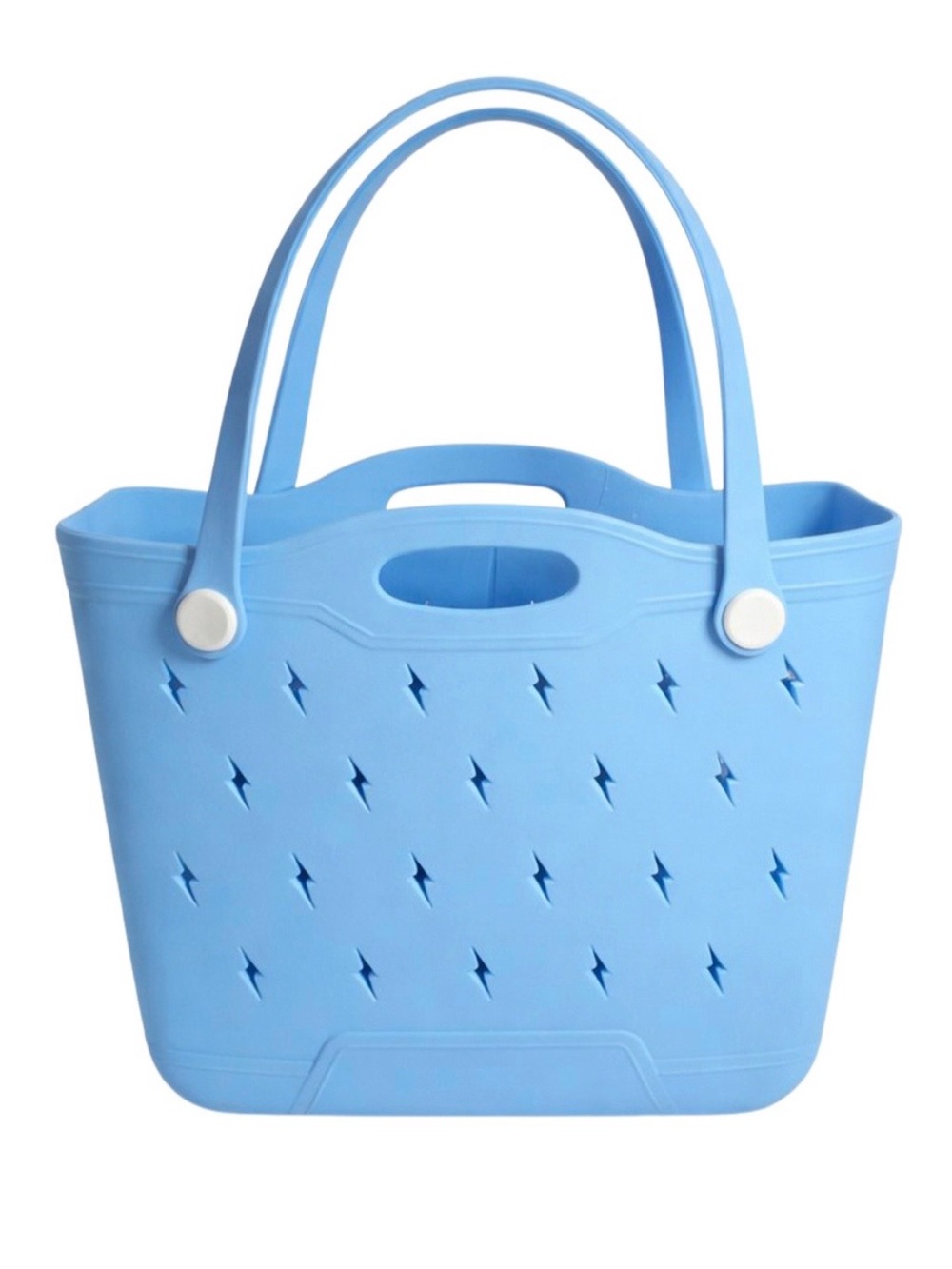 Light Blue Silicone Tote Bag with Lightning Cutouts